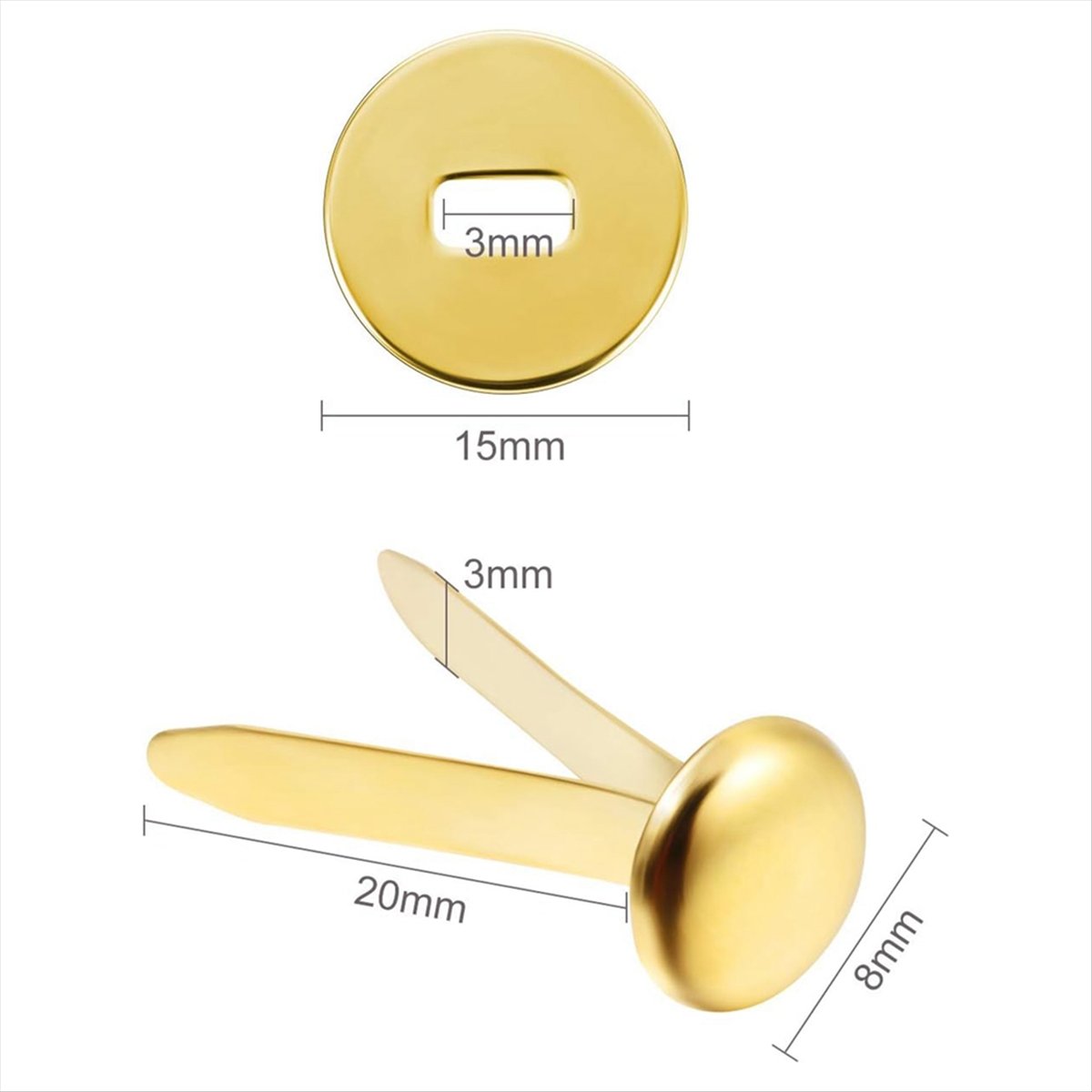 Paper Punch 3 Hole - A78I 300개 3/4인치 황동 종이 고정핀,